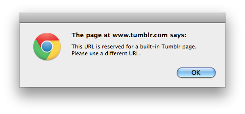 Tumblr's pop-up blocking your attempt to redirect